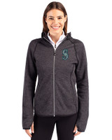 Seattle Mariners Cutter & Buck Mainsail Full Zip Hooded Womens Jacket Charcoal Heather Front