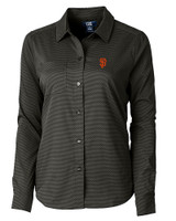San Francisco Giants Cutter & Buck Versatech Geo Dobby Stretch Womens Long Sleeve Dress Shirt Black Mannequin