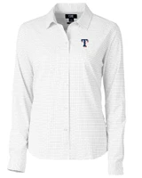 Texas Rangers Cutter & Buck Versatech Tattersall Stretch Womens Long Sleeve Dress Shirt Charcoal Mannequin
