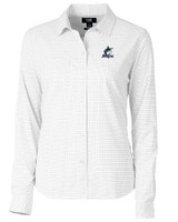 Miami Marlins Cutter & Buck Versatech Tattersall Stretch Womens Long Sleeve Dress Shirt Charcoal Mannequin