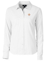 Houston Astros Cutter & Buck Versatech Tattersall Stretch Womens Long Sleeve Dress Shirt Charcoal Mannequin