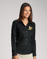 Athletics Cutter & Buck Epic Easy Care Fine Twill Womens Long Sleeve Dress Shirt Black Front