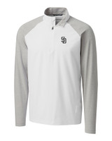 San Diego Padres Cutter & Buck Response Lightweight Hybrid Quarter Zip Mens Pullover Windbreaker White Mannequin