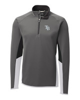 Tampa Bay Rays Cutter & Buck Traverse Colorblock Stretch Quarter Zip Mens Pullover Elemental Grey Mannequin