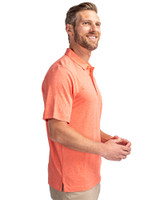 New York Mets Cutter & Buck Forge Heathered Stretch Mens Polo College Orange Heather Side