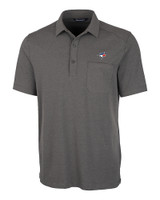 Toronto Blue Jays Cutter & Buck Advantage Tri-Blend Jersey Mens Pocket Polo Elemental Grey Heather Mannequin