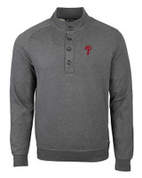 Philadelphia Phillies Cutter & Buck Saturday Cotton Blend Mens Mock Pullover Sweatshirt Charcoal Heather Mannequin