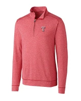 Texas Rangers Cutter & Buck Shoreline Heathered Quarter Zip Mens Pullover Cardinal Red Heather Mannequin