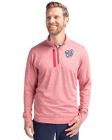 Washington Nationals Cutter & Buck Stealth Heathered Quarter Zip Mens Pullover Cardinal Red Front