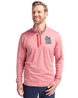St. Louis Cardinals- Cutter & Buck Stealth Heathered Quarter Zip Mens Pullover Cardinal Red Front