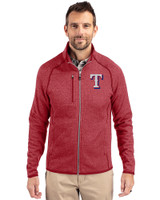 Texas Rangers Cutter & Buck Mainsail Sweater-Knit Mens Full Zip Jacket Cardinal Red Heather Front
