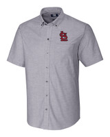 St. Louis Cardinals- Cutter & Buck Stretch Oxford Mens Short Sleeve Dress Shirt Charcoal Mannequin