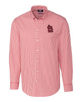 St. Louis Cardinals- Cutter & Buck Easy Care Stretch Gingham Mens Long Sleeve Dress Shirt Cardinal Red Mannequin