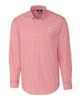 Philadelphia Phillies Cutter & Buck Easy Care Stretch Gingham Mens Long Sleeve Dress Shirt Cardinal Red Mannequin