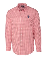Texas Rangers Cutter & Buck Easy Care Stretch Gingham Mens Long Sleeve Dress Shirt Cardinal Red Mannequin