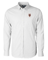 New York Mets Cutter & Buck Versatech Tattersall Stretch Mens Long Sleeve Dress Shirt Charcoal Mannequin