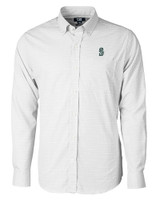 Seattle Mariners Cutter & Buck Versatech Tattersall Stretch Mens Long Sleeve Dress Shirt Charcoal Mannequin