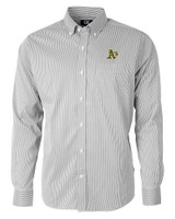 Athletics Cutter & Buck Versatech Pinstripe Stretch Mens Long Sleeve Dress Shirt Black Mannequin