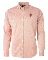 New York Mets Cutter & Buck Versatech Pinstripe Stretch Mens Long Sleeve Dress Shirt College Orange Mannequin