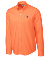New York Mets Cutter & Buck Epic Easy Care Nailshead Mens Long Sleeve Dress Shirt College Orange Mannequin