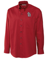 St. Louis Cardinals- Cutter & Buck Epic Easy Care Nailshead Mens Long Sleeve Dress Shirt Cardinal Red Mannequin
