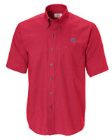 Washington Nationals Cutter & Buck Epic Easy Care Nailshead Mens Short Sleeve Dress Shirt Cardinal Red Mannequin