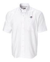 Toronto Blue Jays Cutter & Buck Epic Easy Care Nailshead Mens Short Sleeve Dress Shirt White Mannequin