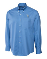 Tampa Bay Rays Cutter & Buck Epic Easy Care Fine Twill Mens Long Sleeve Dress Shirt Atlas Light Blue Mannequin