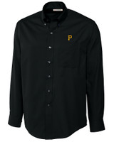 Pittsburgh Pirates Cutter & Buck Epic Easy Care Fine Twill Mens Long Sleeve Dress Shirt Black Mannequin