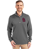 St. Louis Cardinals- Cutter & Buck Traverse Stretch Eco Quarter Zip Mens Big and Tall Pullover Elemental Grey Front