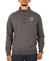 Washington Nationals Cutter & Buck Saturday Cotton Blend Mens Big and Tall  Mock Pullover Sweatshirt Charcoal Heather Front