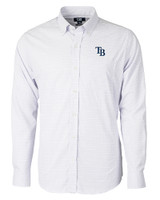 Tampa Bay Rays Cutter & Buck Versatech Tattersall Stretch Mens Big and Tall Dress Shirt Atlas Light Blue Mannequin