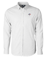Toronto Blue Jays Cutter & Buck Versatech Tattersall Stretch Mens Big and Tall Dress Shirt Charcoal Mannequin