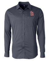 St. Louis Cardinals- Cutter & Buck Versatech Geo Dobby Stretch Mens Big and Tall Long Sleeve Dress Shirt Liberty Navy Mannequin
