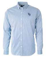 Tampa Bay Rays Cutter & Buck Versatech Pinstripe Stretch Mens Big and Tall Dress Shirt Indigo Mannequin