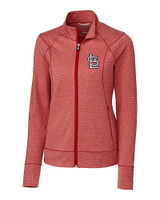 St. Louis Cardinals- Cutter & Buck Shoreline Heathered Womens Full Zip Jacket Cardinal Red Heather Mannequin