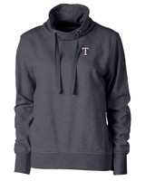 Texas Rangers Cutter & Buck Saturday Cotton Blend Womens Funnel Neck Sweatshirt Charcoal Heather Mannequin