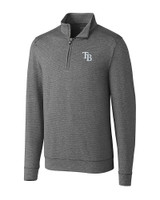 Tampa Bay Rays Cutter & Buck Shoreline Heathered Quarter Zip Mens Big and Tall Pullover Charcoal Heather Mannequin