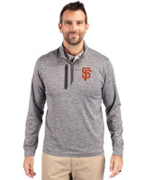 San Francisco Giants Cutter & Buck Stealth Heathered Mens Big and Tall  Quarter Zip Pullover Elemental Grey Front
