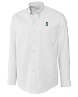 Seattle Mariners Cutter & Buck Epic Easy Care Nailshead Mens Big and Tall Long Sleeve Dress Shirt White Mannequin