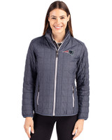New England Patriots Cutter & Buck Rainier PrimaLoft®  Womens Eco Insulated Full Zip Puffer Jacket Anthracite Melange Front