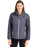 Buffalo Bills Cutter & Buck Rainier PrimaLoft®  Womens Eco Insulated Full Zip Puffer Jacket Anthracite Melange Front