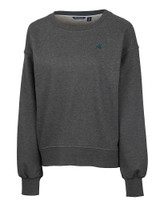 Carolina Panthers Cutter & Buck Saturday Cotton Blend Womens Crew Neck Sweatshirt Charcoal Heather Mannequin
