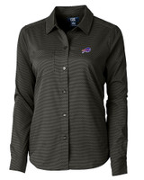 Buffalo Bills Cutter & Buck Versatech Geo Dobby Stretch Womens Long Sleeve Dress Shirt Black Mannequin