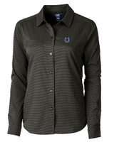 Indianapolis Colts Cutter & Buck Versatech Geo Dobby Stretch Womens Long Sleeve Dress Shirt Black Mannequin