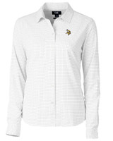Minnesota Vikings Cutter & Buck Versatech Tattersall Stretch Womens Long Sleeve Dress Shirt Charcoal Mannequin