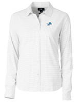 Detroit Lions Cutter & Buck Versatech Tattersall Stretch Womens Long Sleeve Dress Shirt Charcoal Mannequin