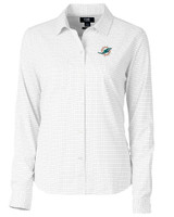 Miami Dolphins Cutter & Buck Versatech Tattersall Stretch Womens Long Sleeve Dress Shirt Charcoal Mannequin