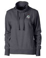 Miami Dolphins Cutter & Buck Saturday Cotton Blend Womens Funnel Neck Sweatshirt Charcoal Heather Mannequin