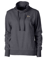 Baltimore Ravens Cutter & Buck Saturday Cotton Blend Womens Funnel Neck Sweatshirt Charcoal Heather Mannequin